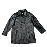 Vintage Black Vegan Leather Long Coat