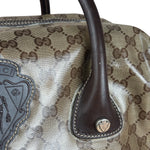Gucci Vintage GG Coated Canvas Crystal Boston Handbag