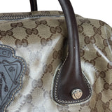 Gucci Vintage GG Coated Canvas Crystal Boston Handbag