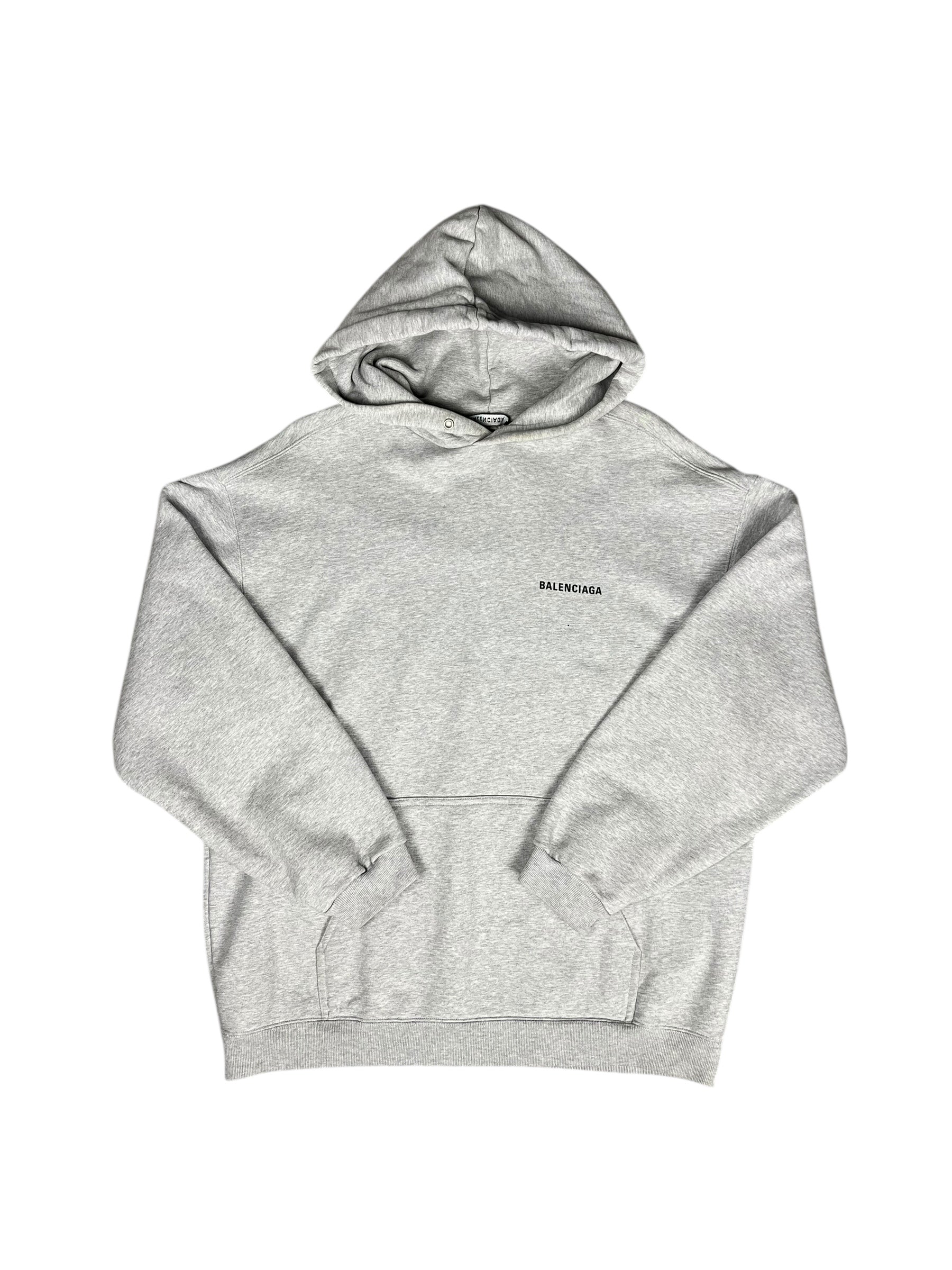 Balenciaga Logo Pullover Hoodie Grey