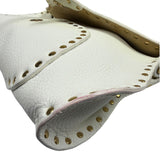 Celine White Grained Leather Studded Poultbot Shoulder Bag