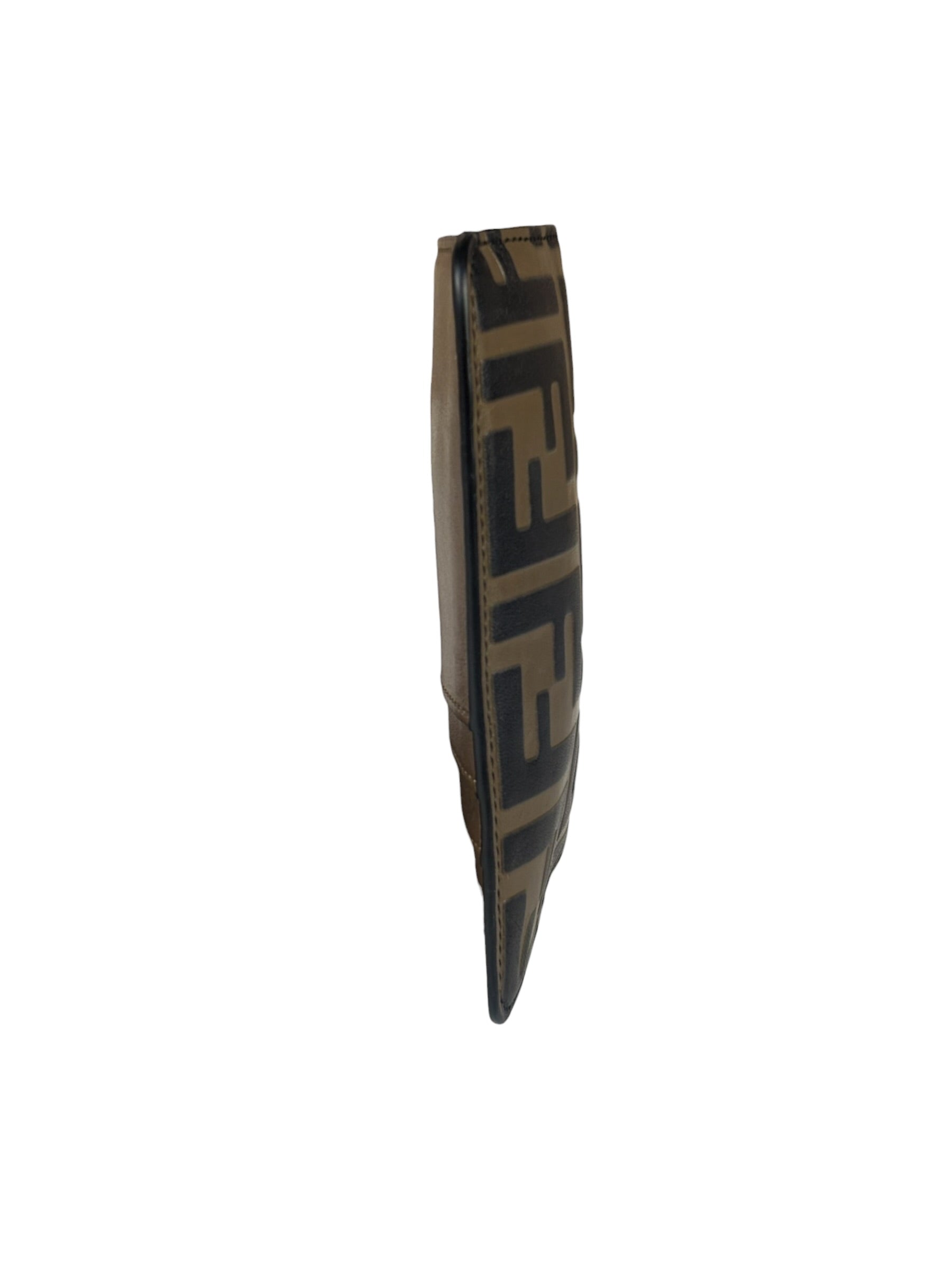Fendi Brown Leather FF Zip Coin/Card Case