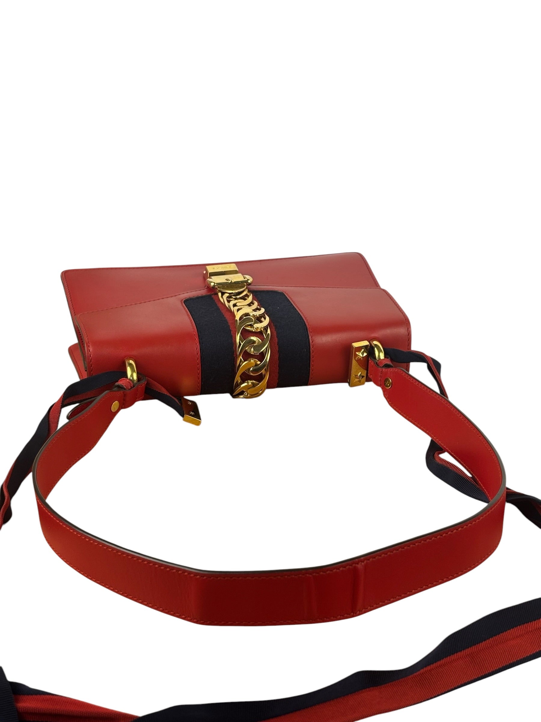 Gucci Red Leather Sylvie Shoulder Bag