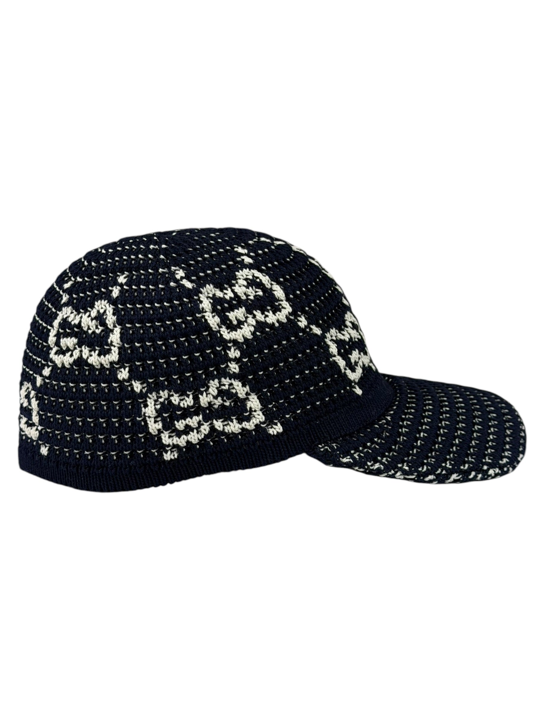 Gucci Navy GG Crochet Cotton Baseball Hat