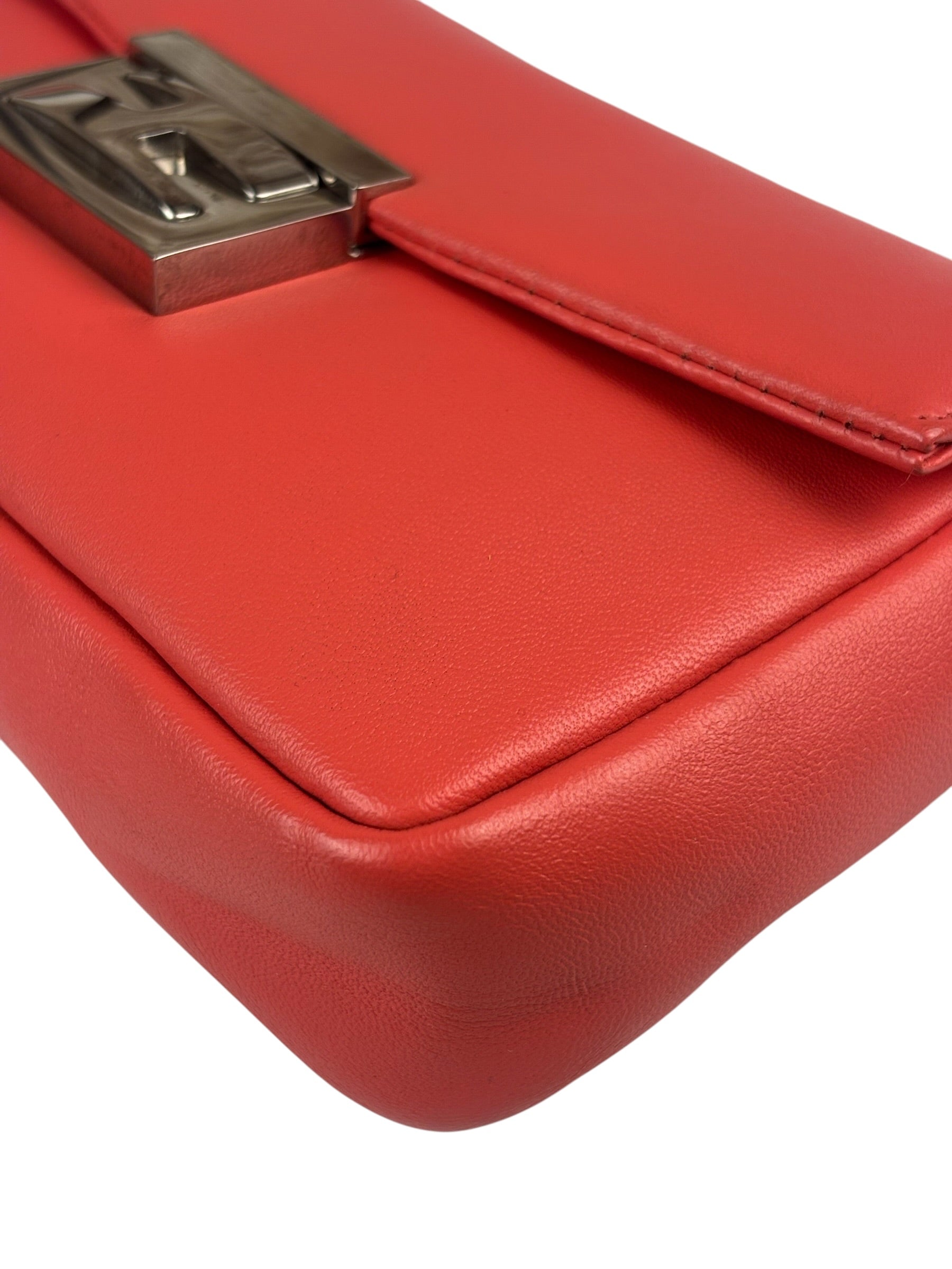 Fendi Coral Pink Leather Mini Baguette