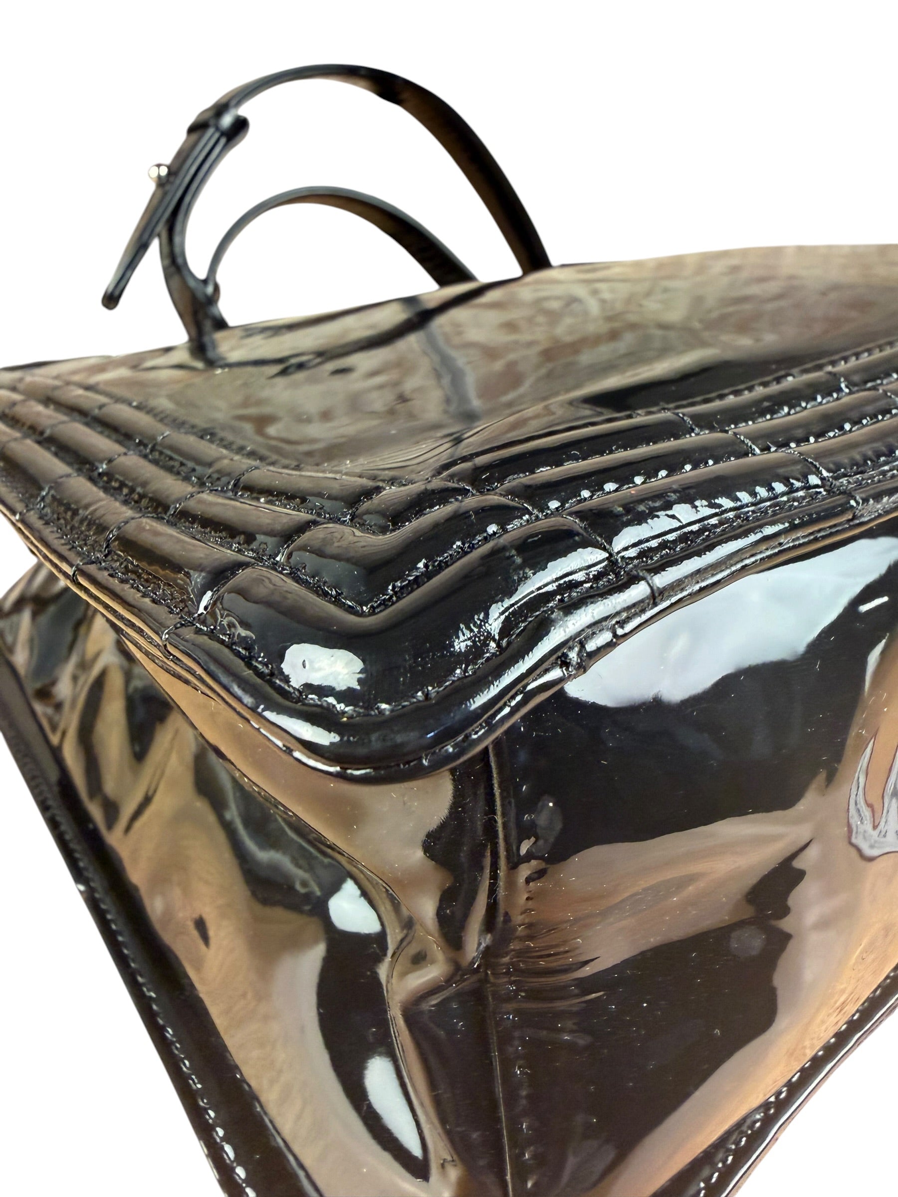 Chanel Black Patent Leather Boy Tote Two-Way Bag 2012