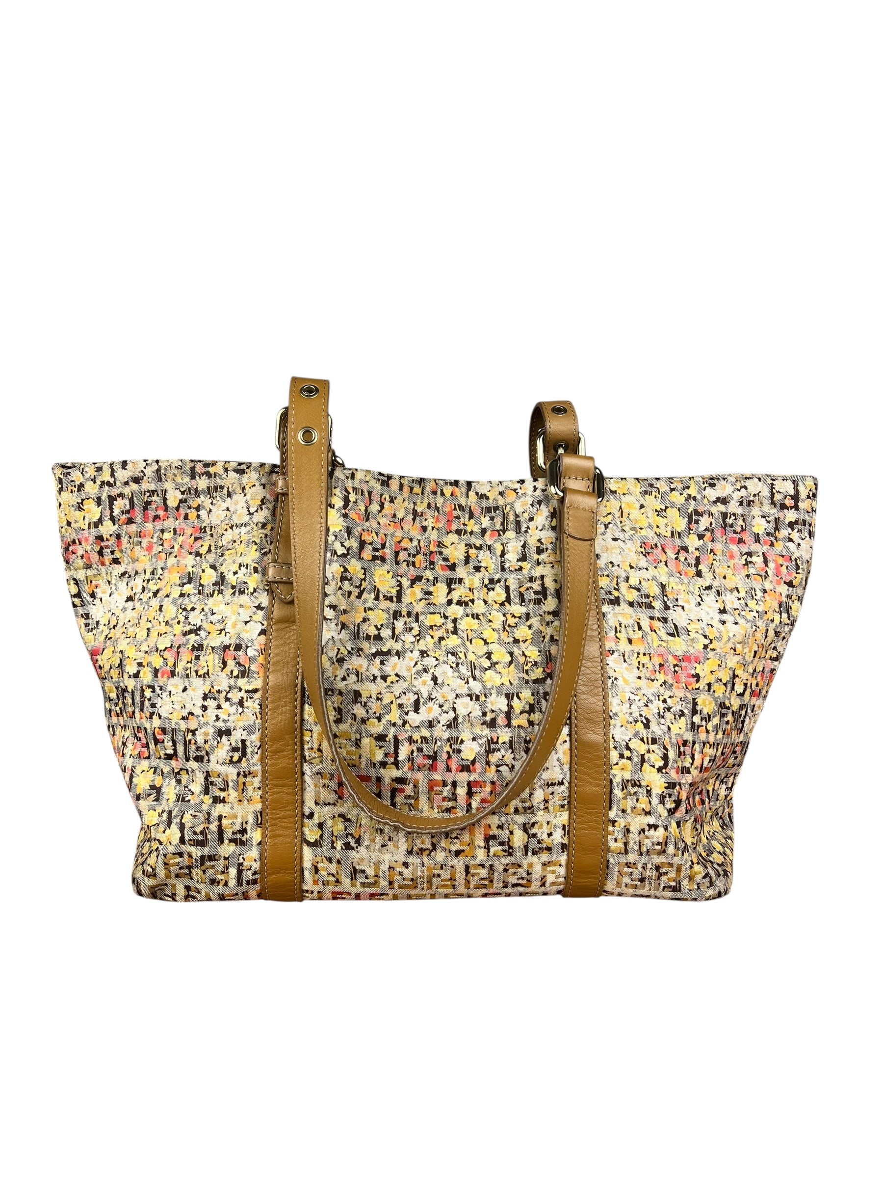 Fendi FF Floral Zucchino Shoulder Tote