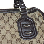 Gucci GG Leather Trim Canvas Techno Boston Handbag