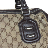 Gucci GG Leather Trim Canvas Techno Boston Handbag