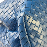 Bottega Venete Blue Lambskin Intrecciato Roma Tote
