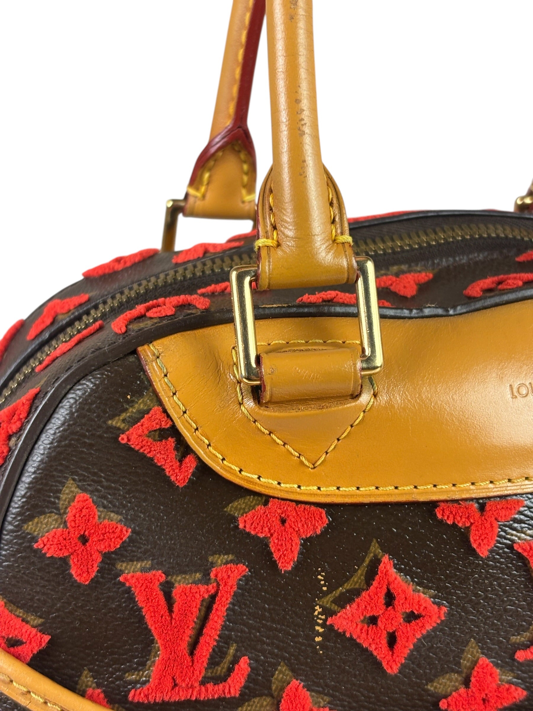 Louis Vuitton Red Tuffetage Cube Monogram Deauville