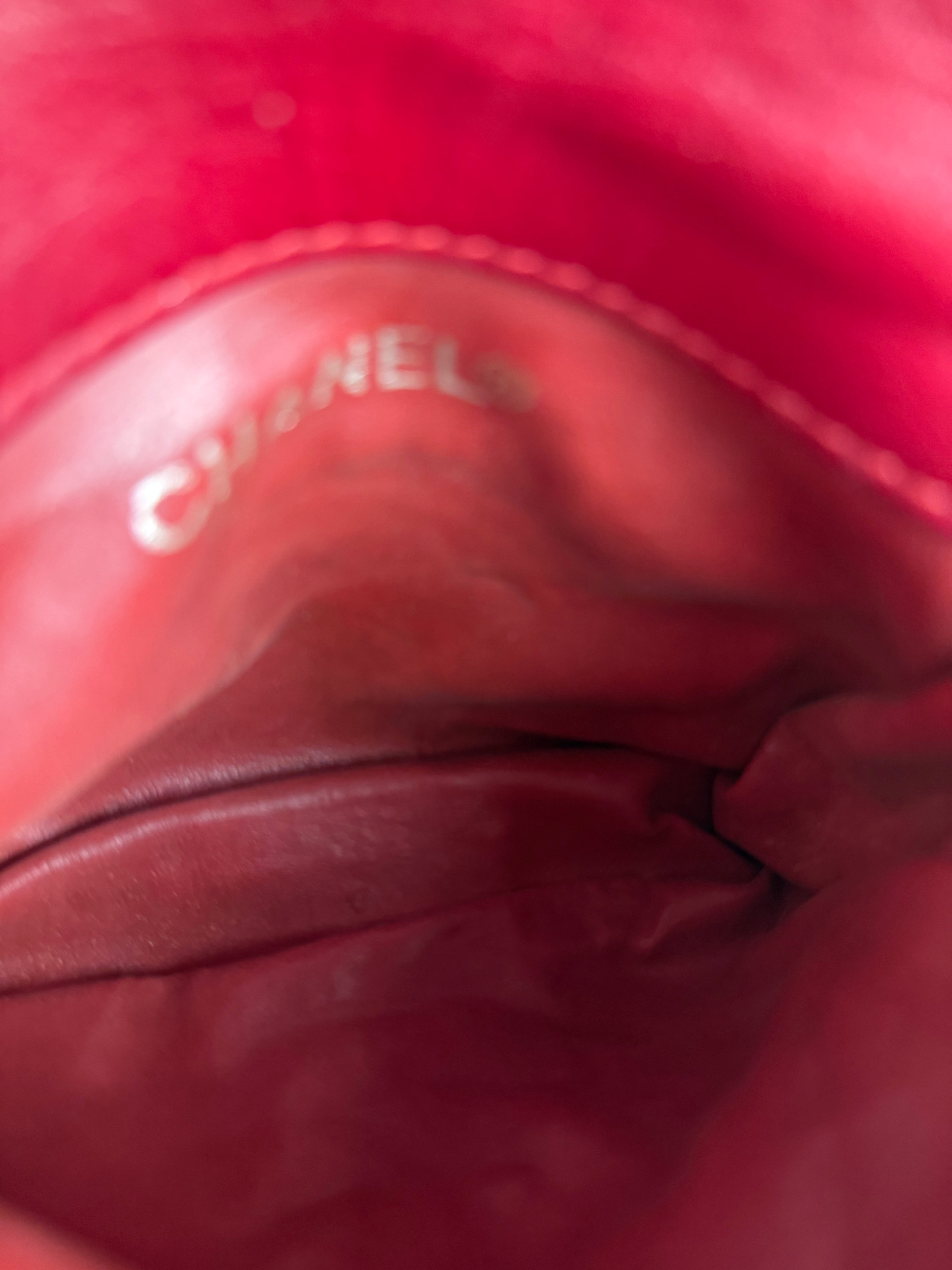 Chanel Vintage Red CC Leather Chain Belt Bag 90s