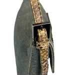Fendi Denim/Snakeskin Trim Mini Baguette