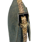 Fendi Denim/Snakeskin Trim Mini Baguette