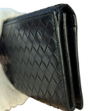 Bottega Veneta Black Intercciato Long Wallet
