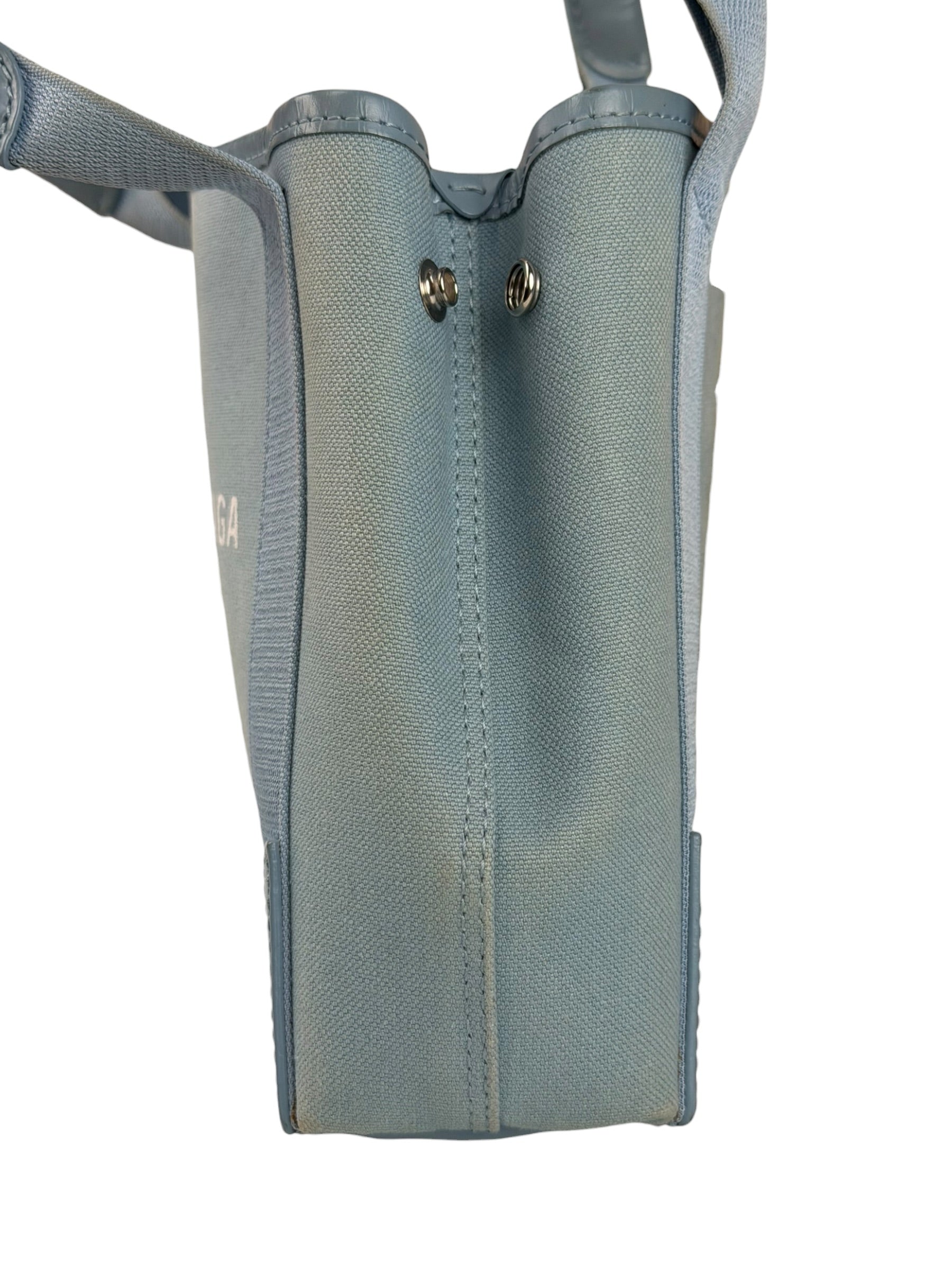 Balenciaga Light Blue Leather Trim Cabas XS Tote Bag