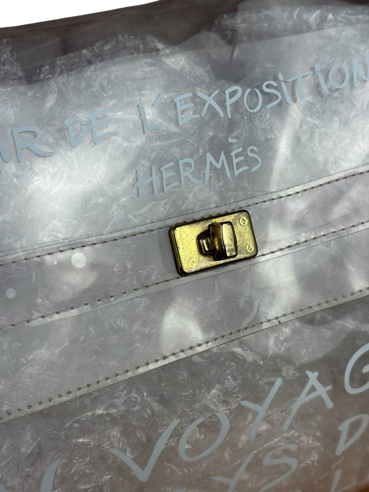 Hermes Transparent Vinyl Souvenir De L'Exposition 1997 Kelly Handbag