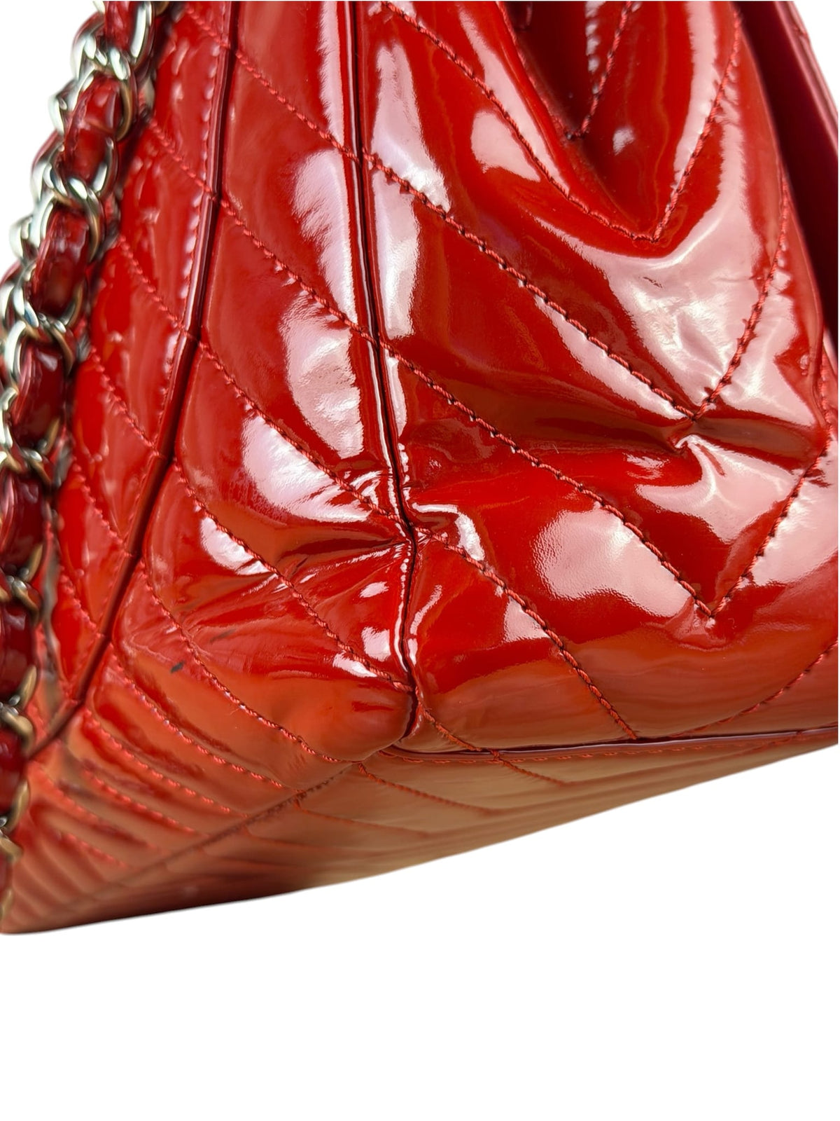 Chanel Red Patent Chevron Jumbo Flap 2010