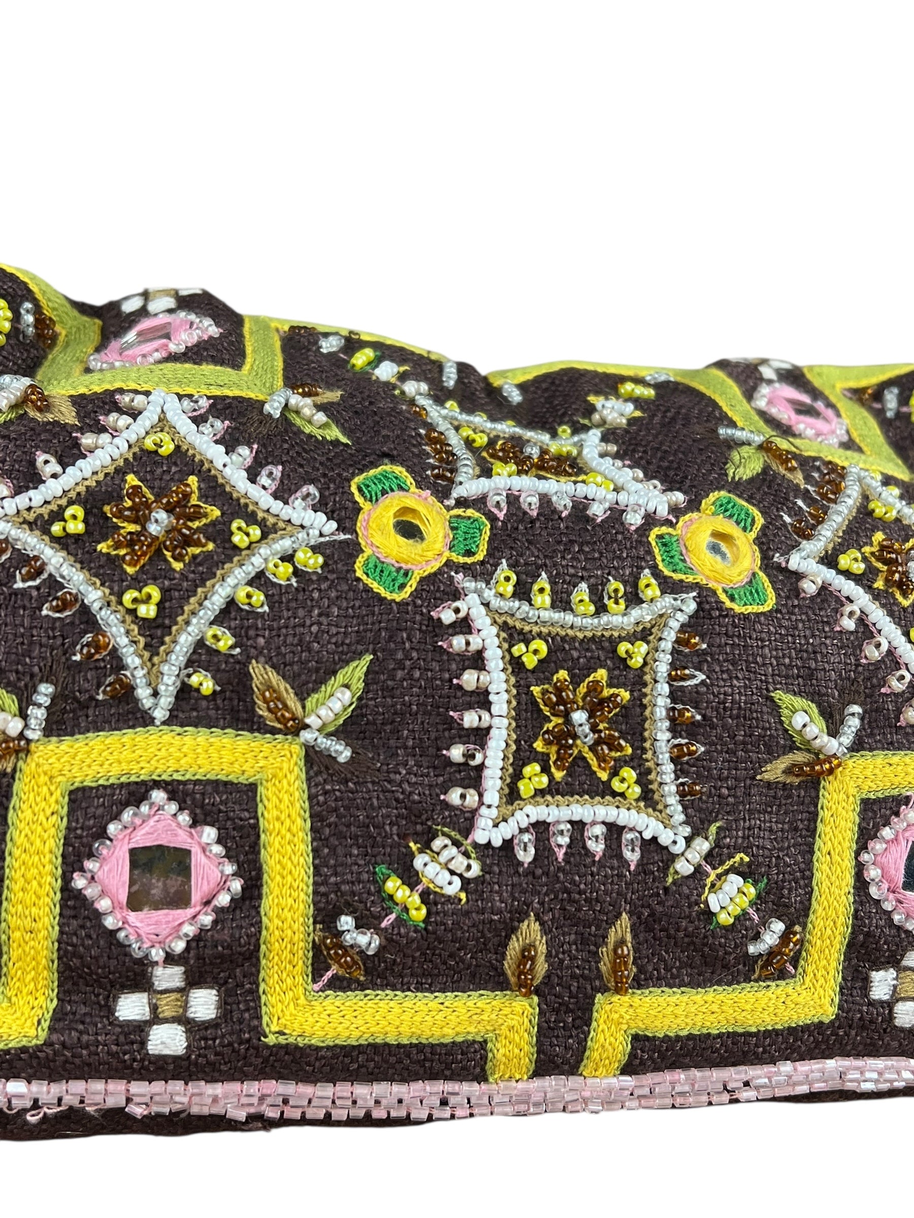 Fendi Canvas Baguette Dark Brown Beaded