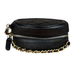 Chanel Black Quilted Caviar Leather CC Filigree Round Chain Clutch 2019