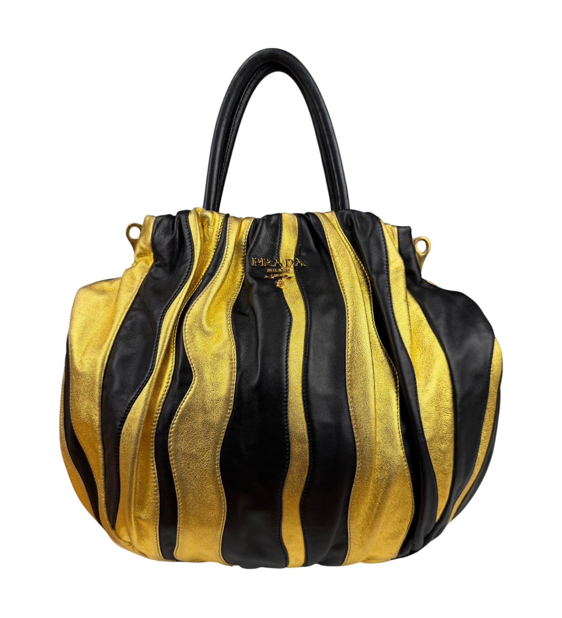Prada Bicolor Leather Nappa Waves Tote Bag