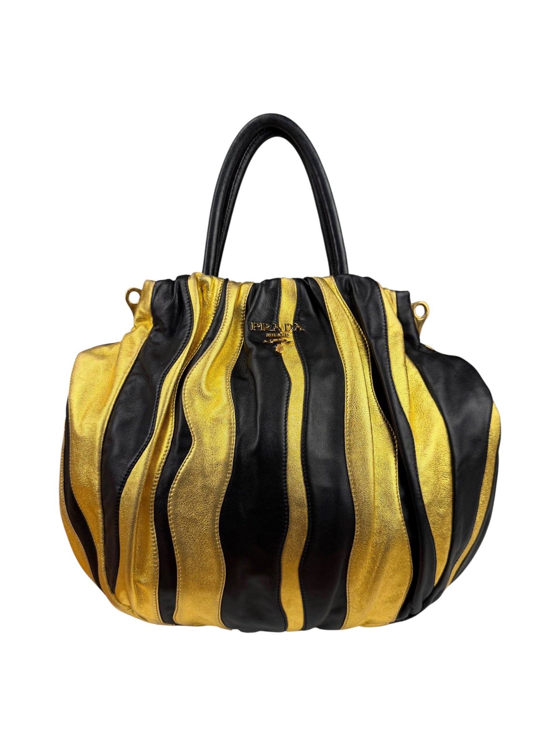 Prada Bicolor Leather Nappa Waves Tote Bag