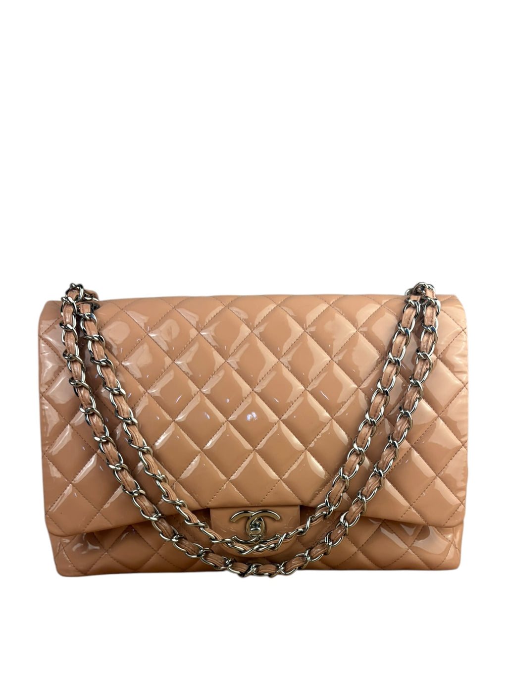 Chanel Patent Nude Quilted Jumbo Flap 2011