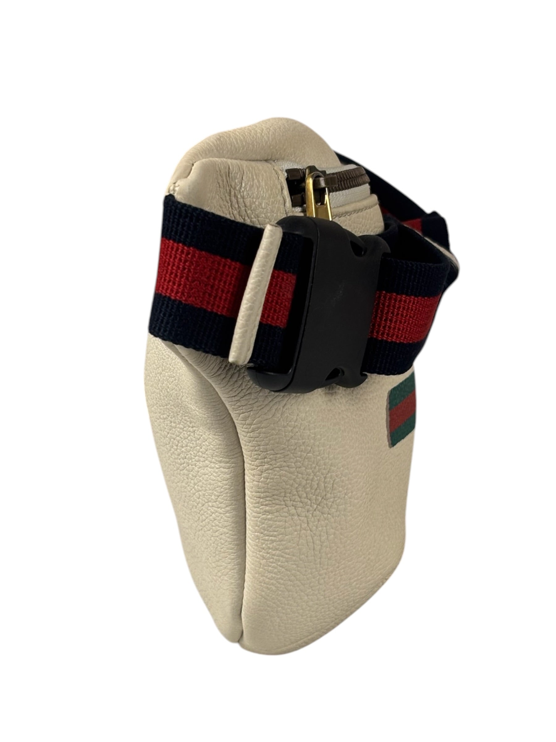 Gucci Ivory Leather Logo Print Belt Bumbag