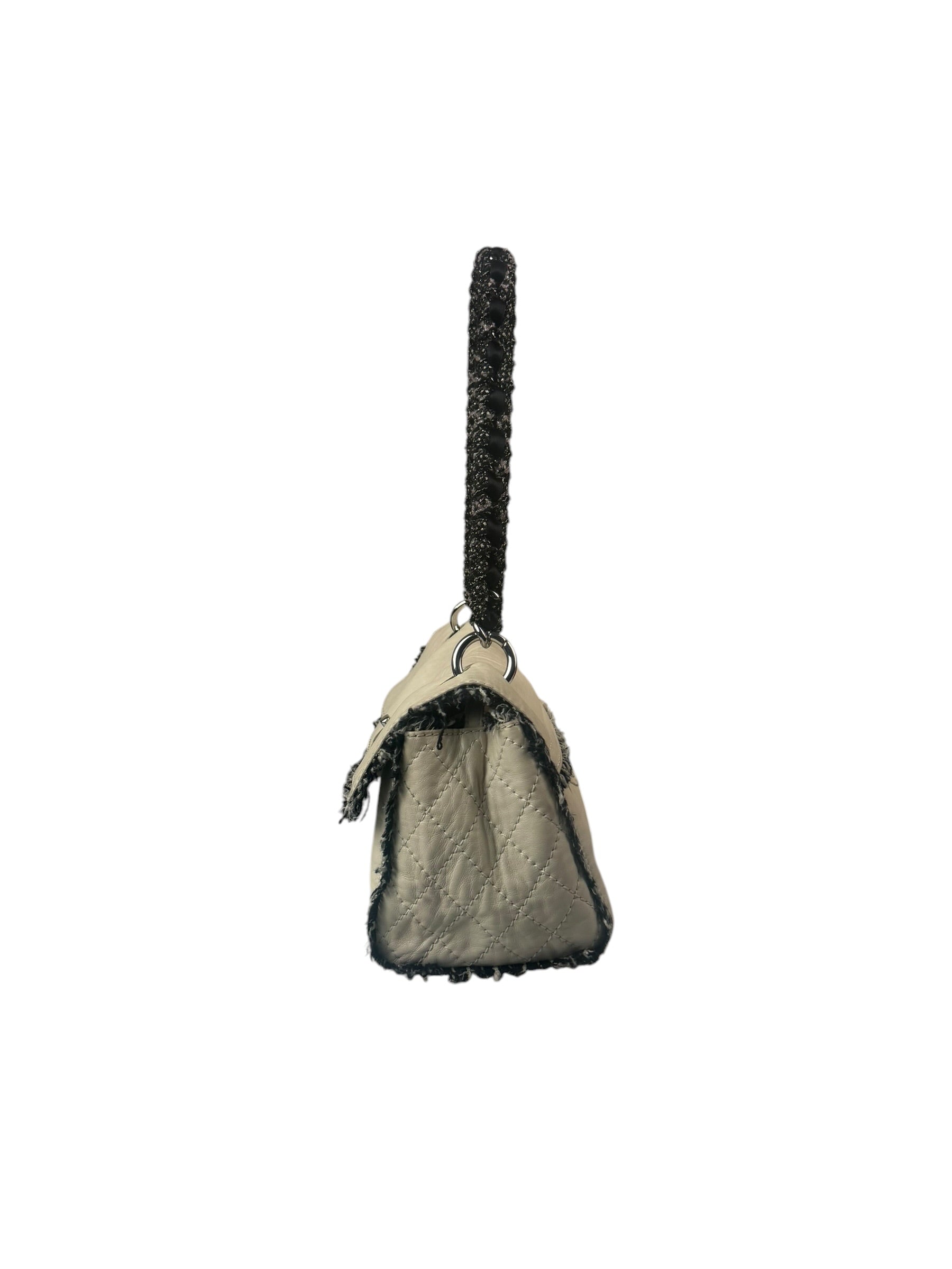 Chanel Cream Lambskin Funny Tweed Flap Bag 2009