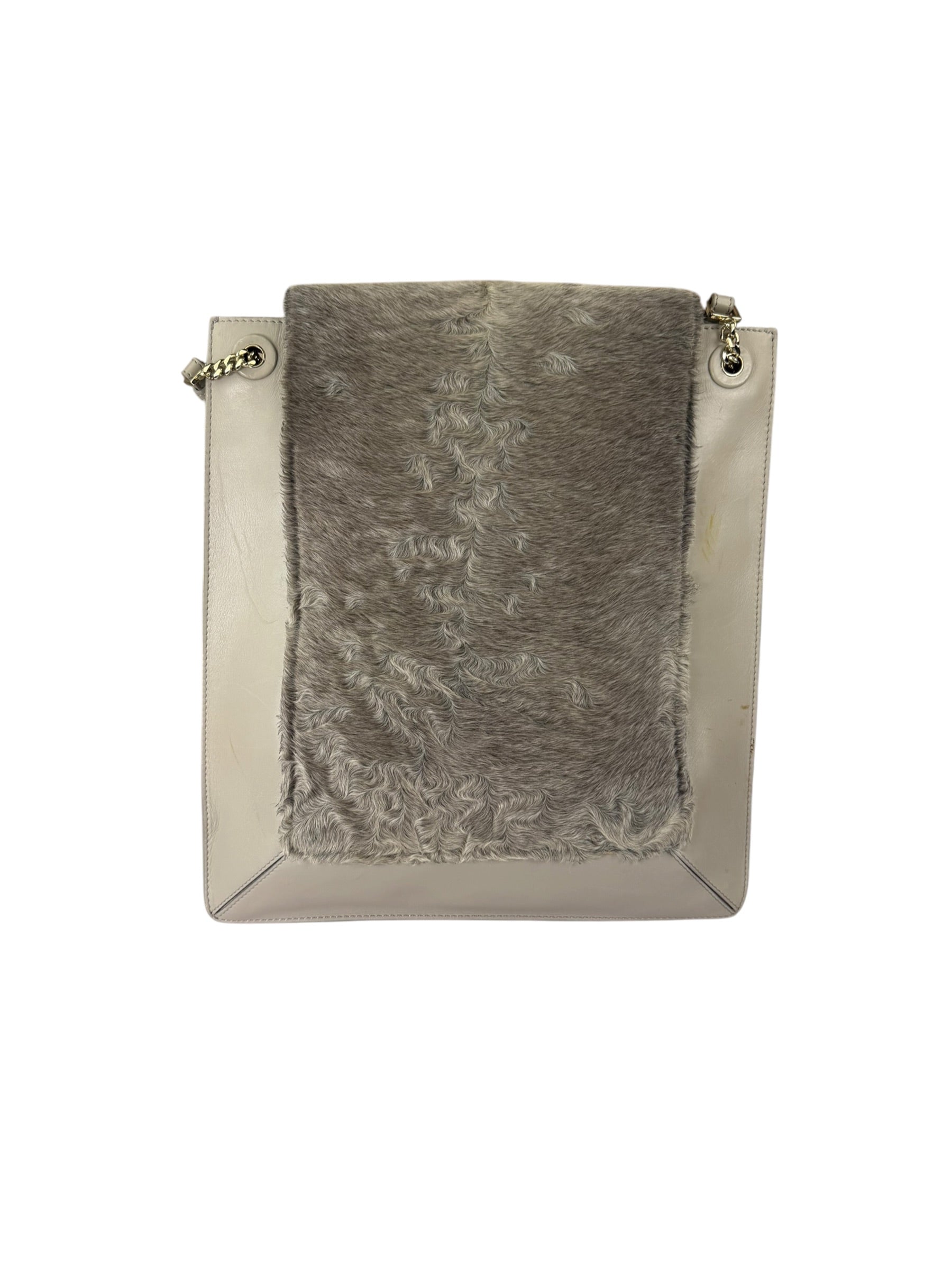 Jasonwu Grey Leather Lamb Fur Flap Tote