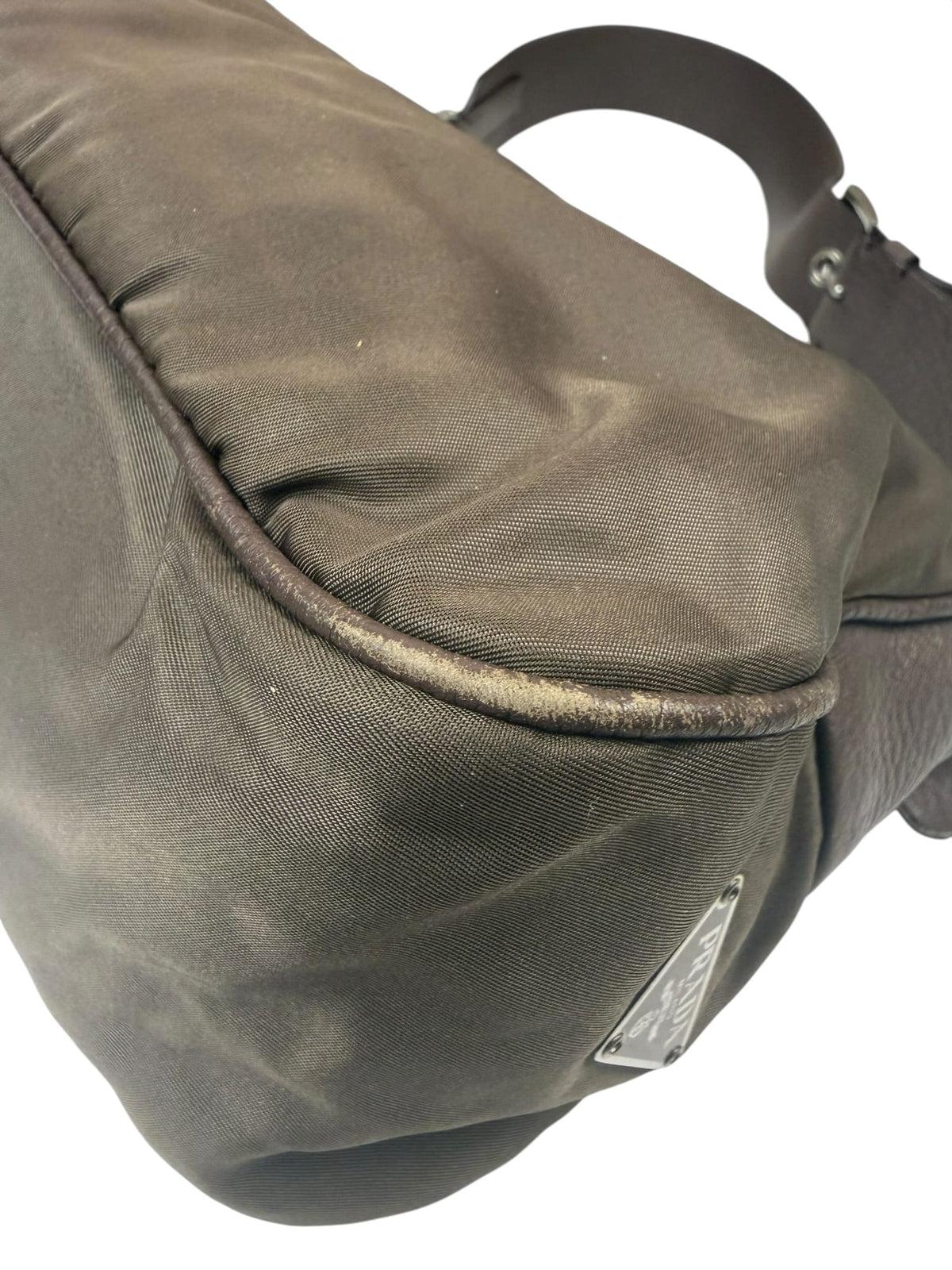 Prada Grey-Brown Taupe Tessuto Nylon Shoulder Bag