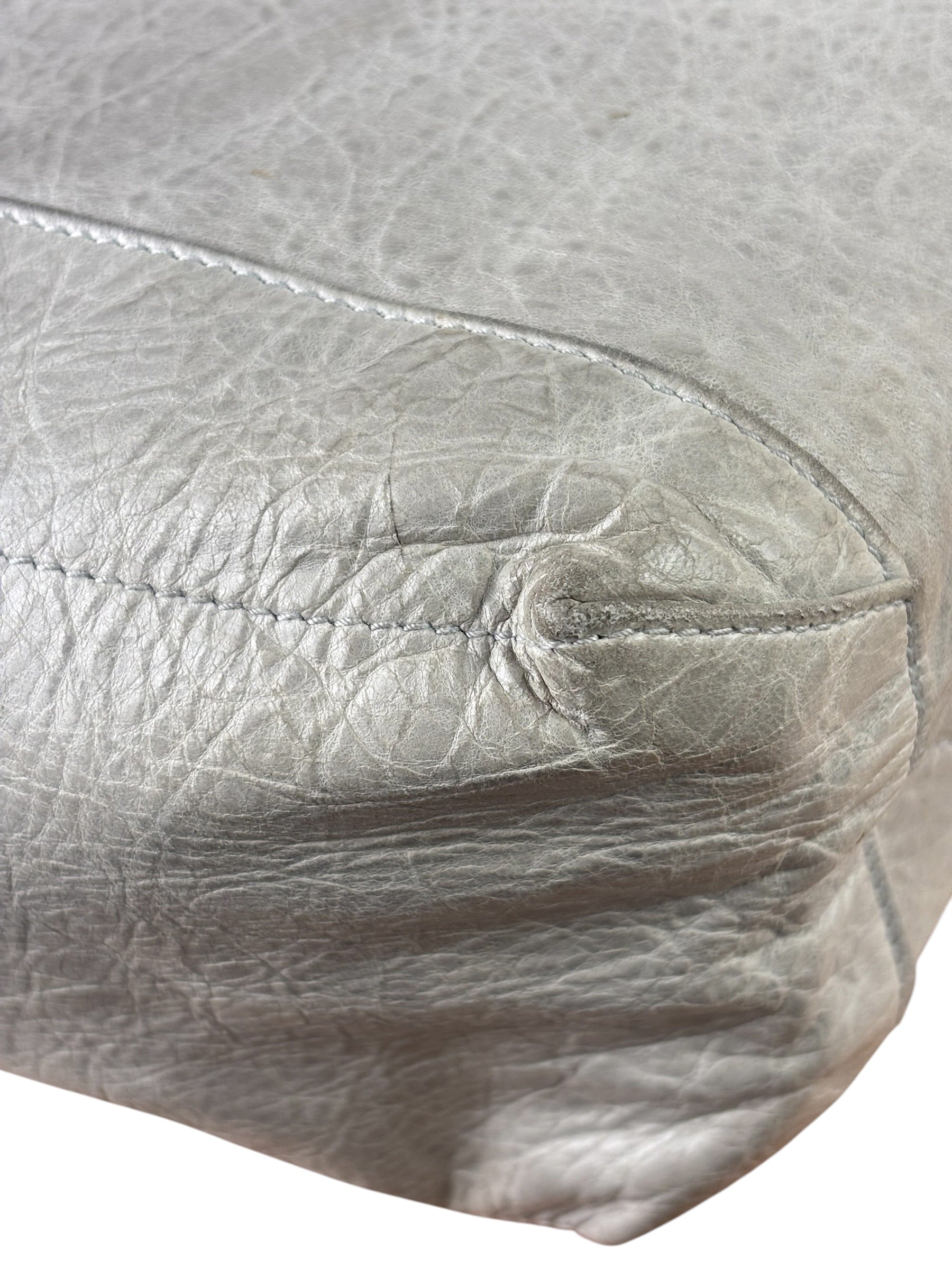 Balenciaga Grey Lambskin Day Moto Hobo Bag