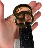 Gucci Black Monogram GG Buckle Belt