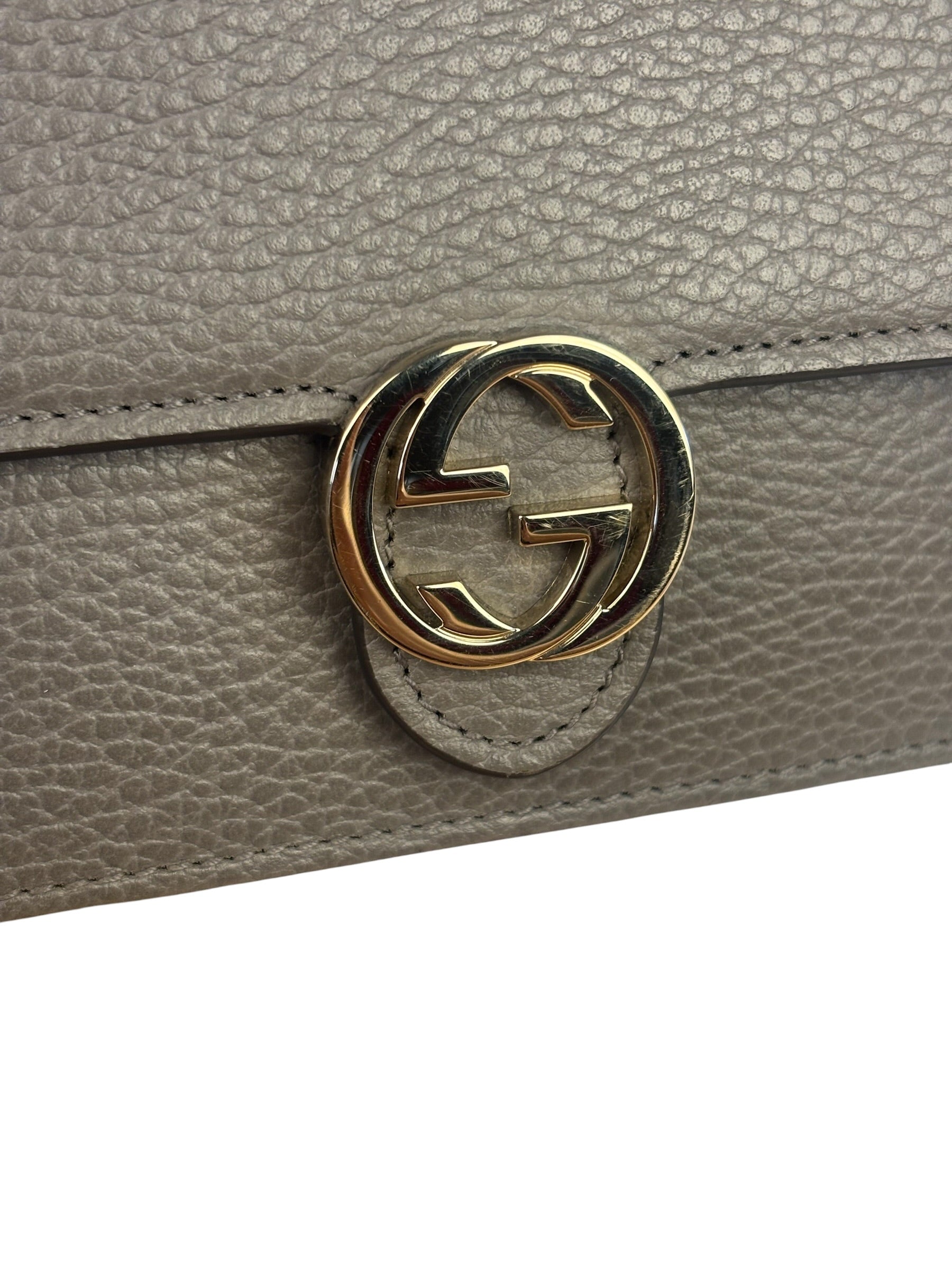 Gucci Grey Leather Wallet On Chain