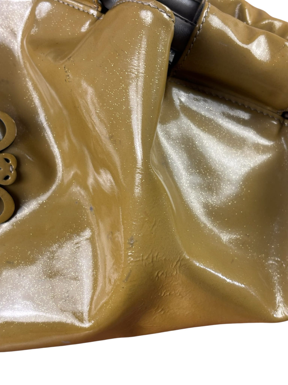 Loewe Anagram Patent Olive Leather Top Handle Bag