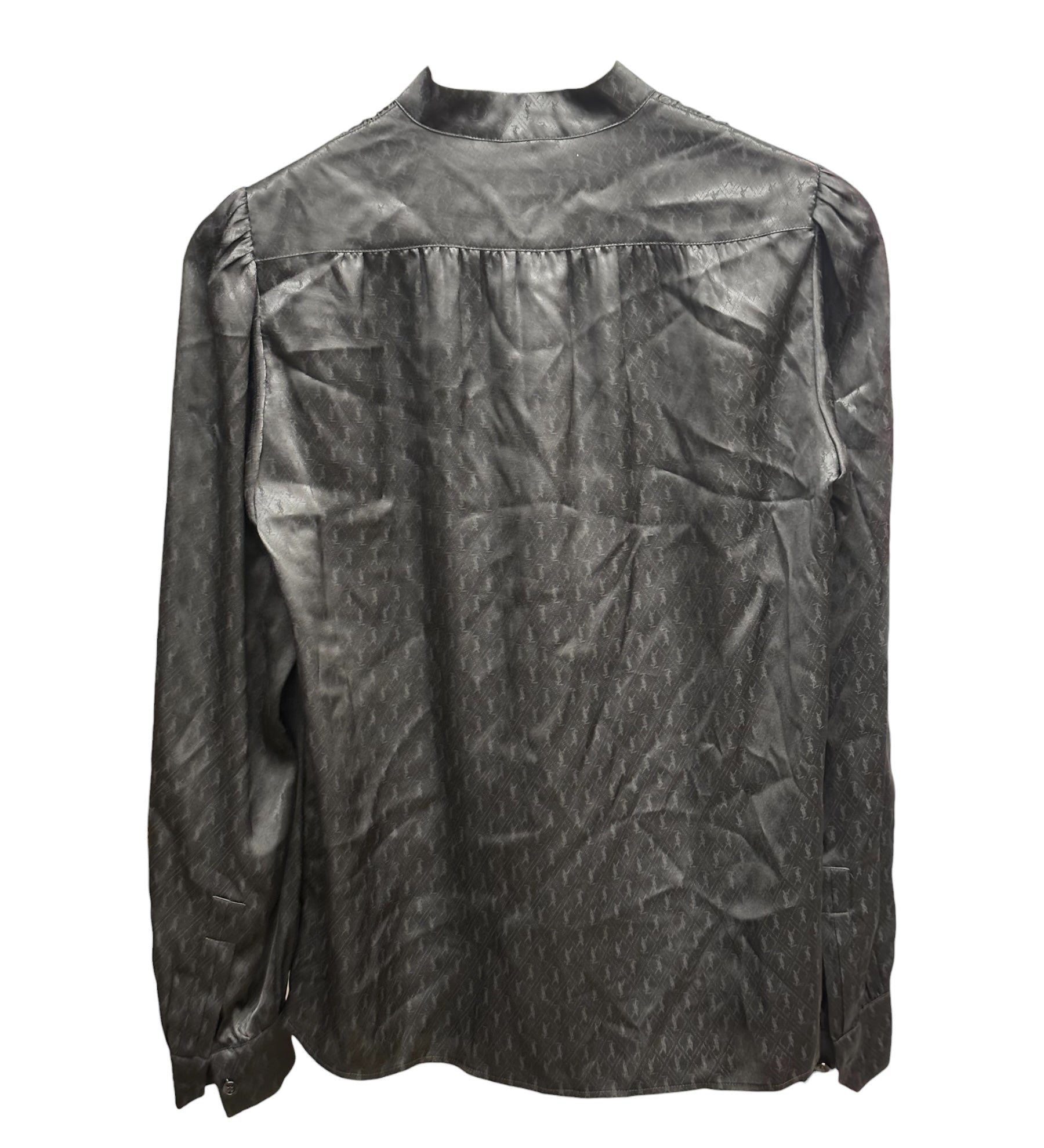 Saint Laurent Paris YSL Silk Brilliant Cassandre Noir Button Shirt