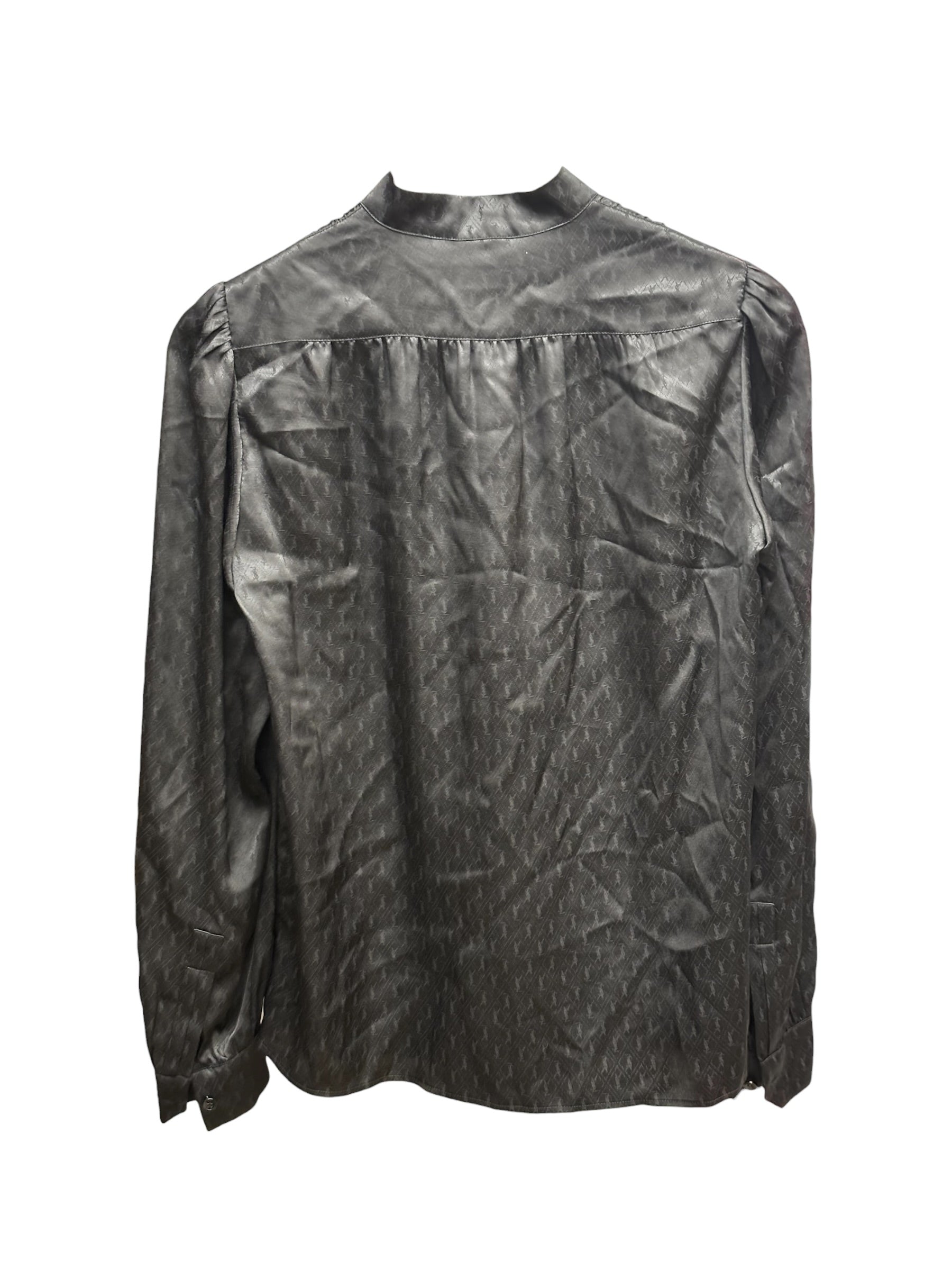 Saint Laurent Paris YSL Silk Brilliant Cassandre Noir Button Shirt