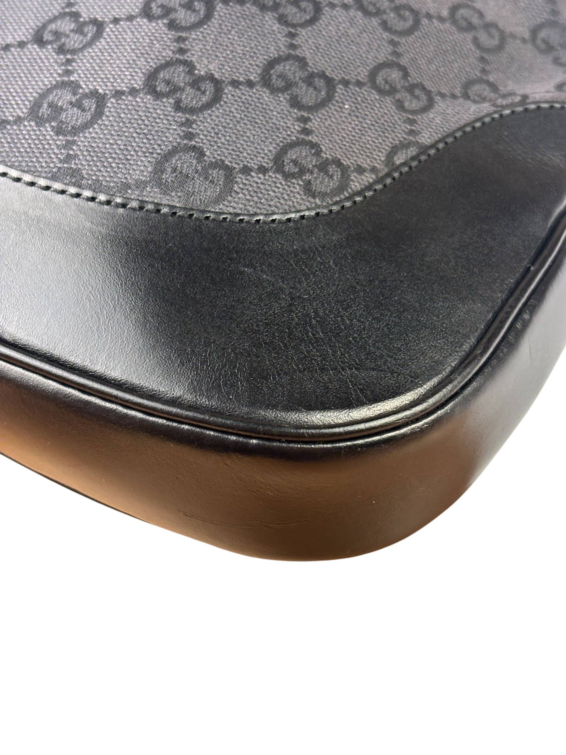 Gucci Black/Grey Leather Trim Jackie Hobo Bag