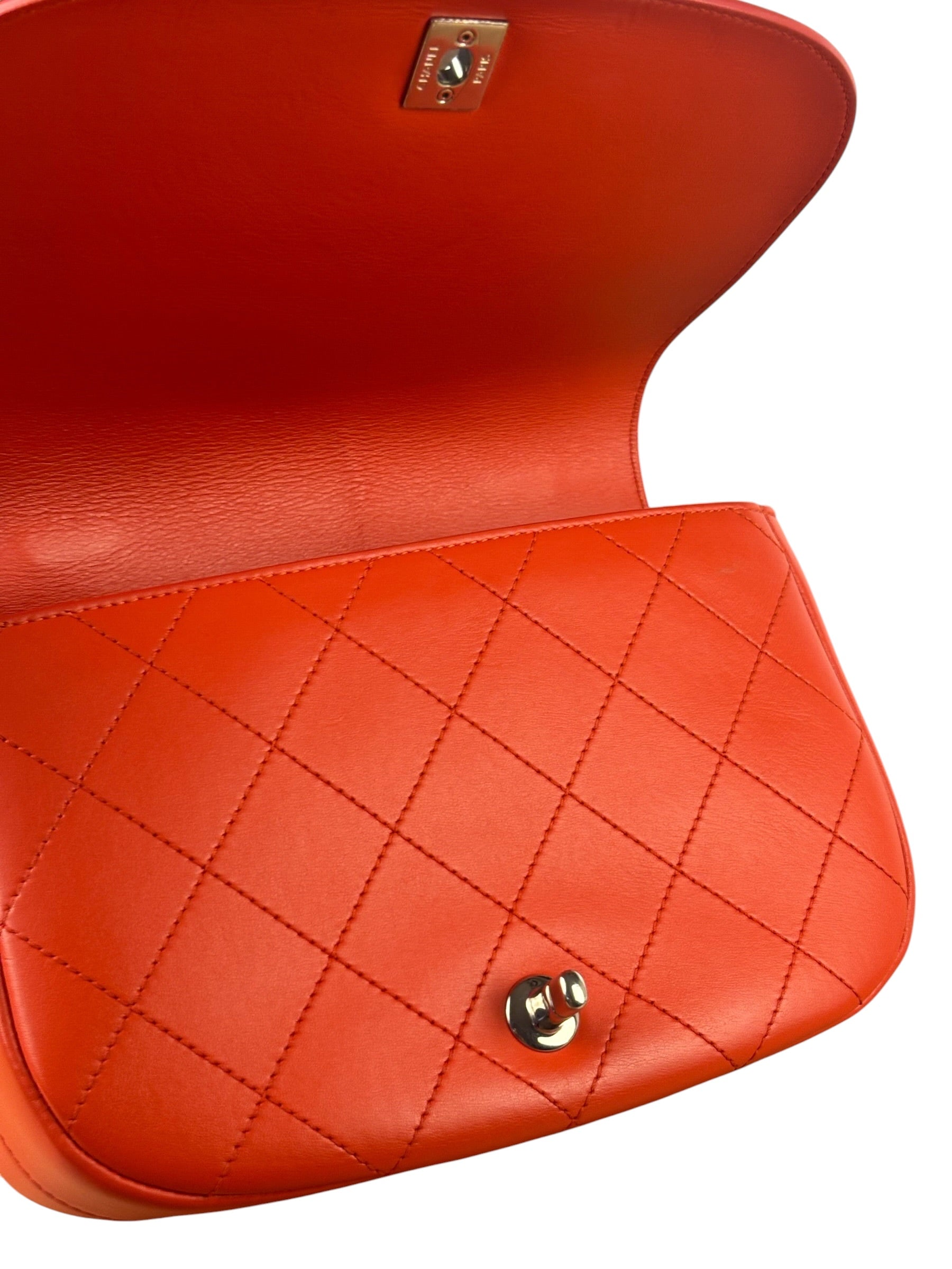 Chanel Red Quilted Calfskin Small Ring My Flap Crossbody Bag 2017