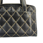 Chanel Black Quilted Leather Wild Stitch Bowler Bag 2003