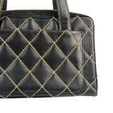 Chanel Black Quilted Leather Wild Stitch Bowler Bag 2003