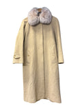 Vintage Burberry's Blue Fox Collar Wool/Camel Hair Trench Coat