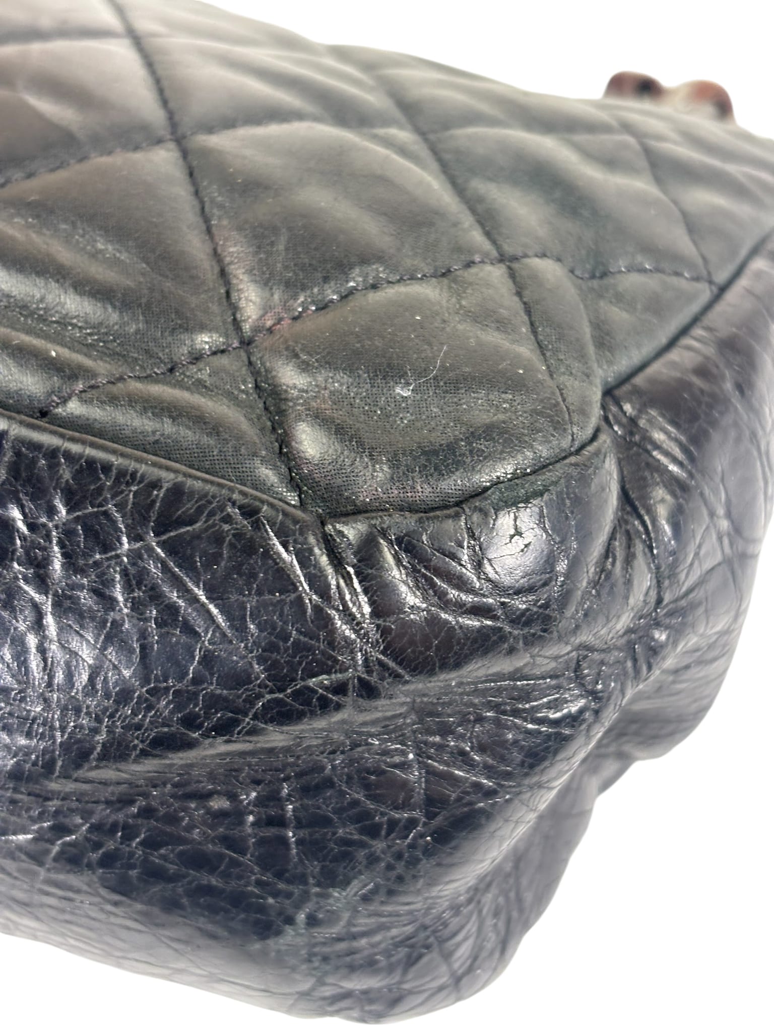 Chanel Black/Grey Quilted Calfskin Matelassè Iridescent Flap Bag 2009