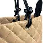 Chanel Tan Quilted Leather Ligne Cambon Tote Bag 2004