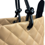 Chanel Tan Quilted Leather Ligne Cambon Tote Bag 2004