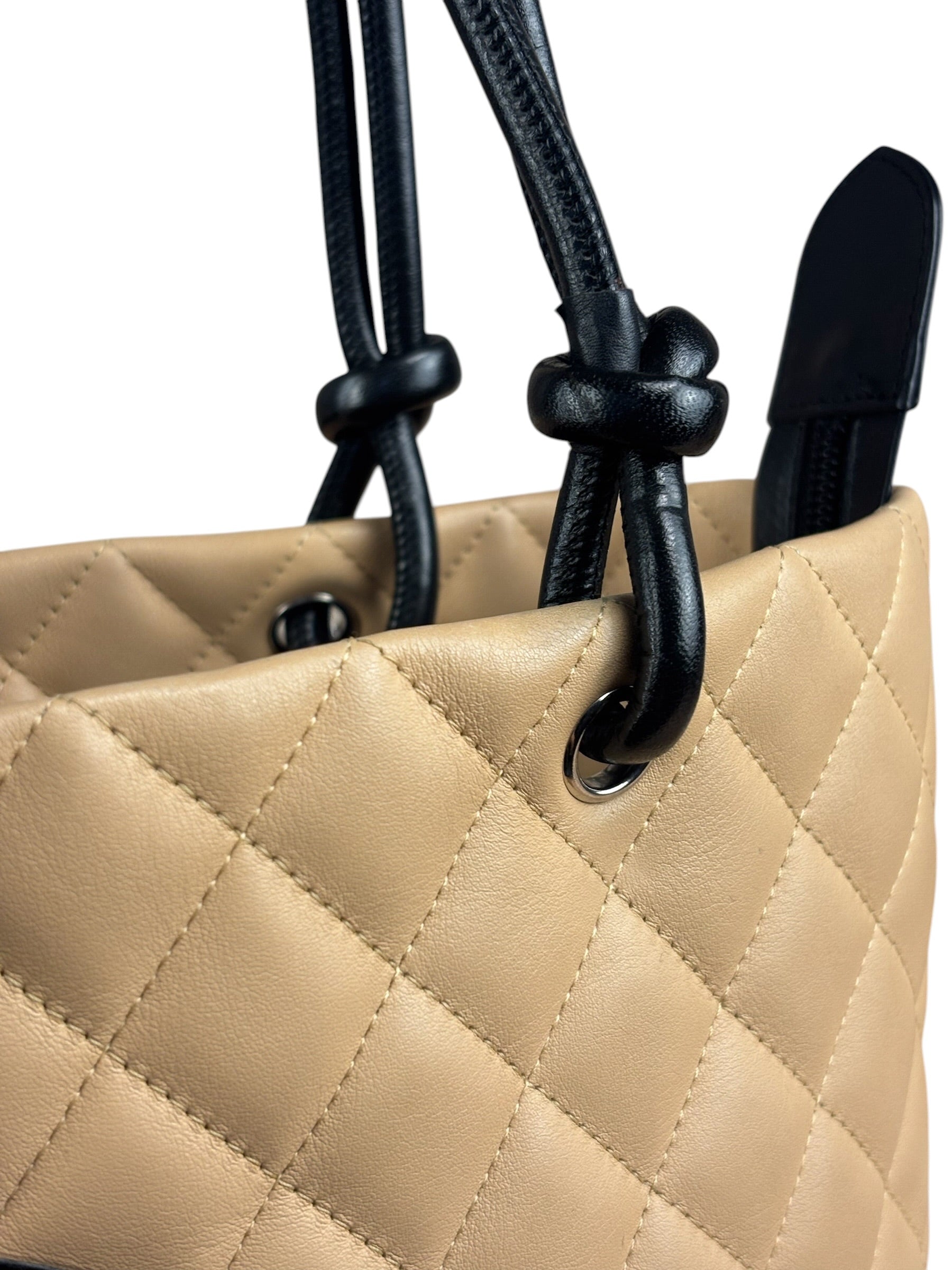 Chanel Tan Quilted Leather Ligne Cambon Tote Bag 2004
