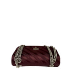 Balenciaga Burgundy Satin Jacquard Round S Lock Shoulder Bag