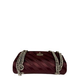 Balenciaga Burgundy Satin Jacquard Round S Lock Shoulder Bag