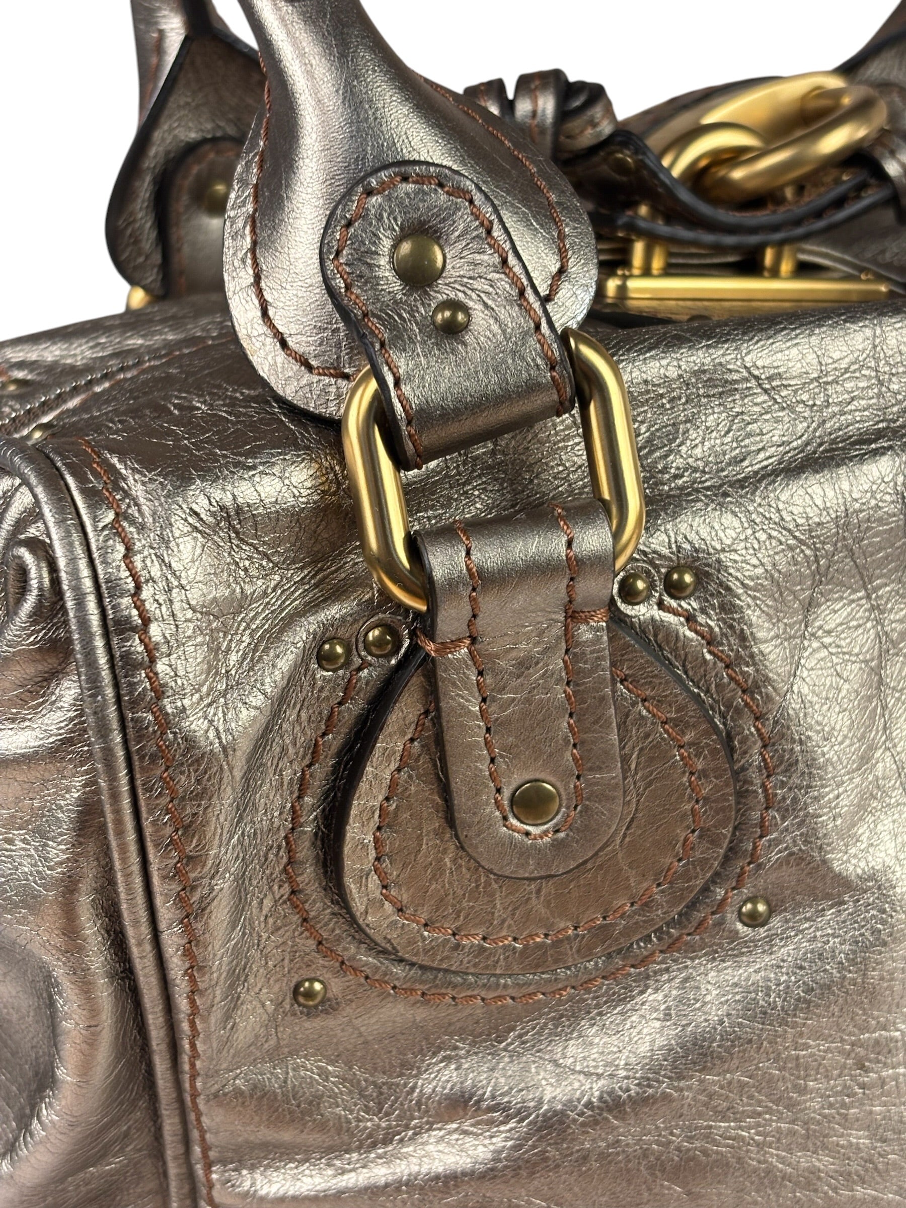 Chloe Metallic Gold Leather Paddington Handbag