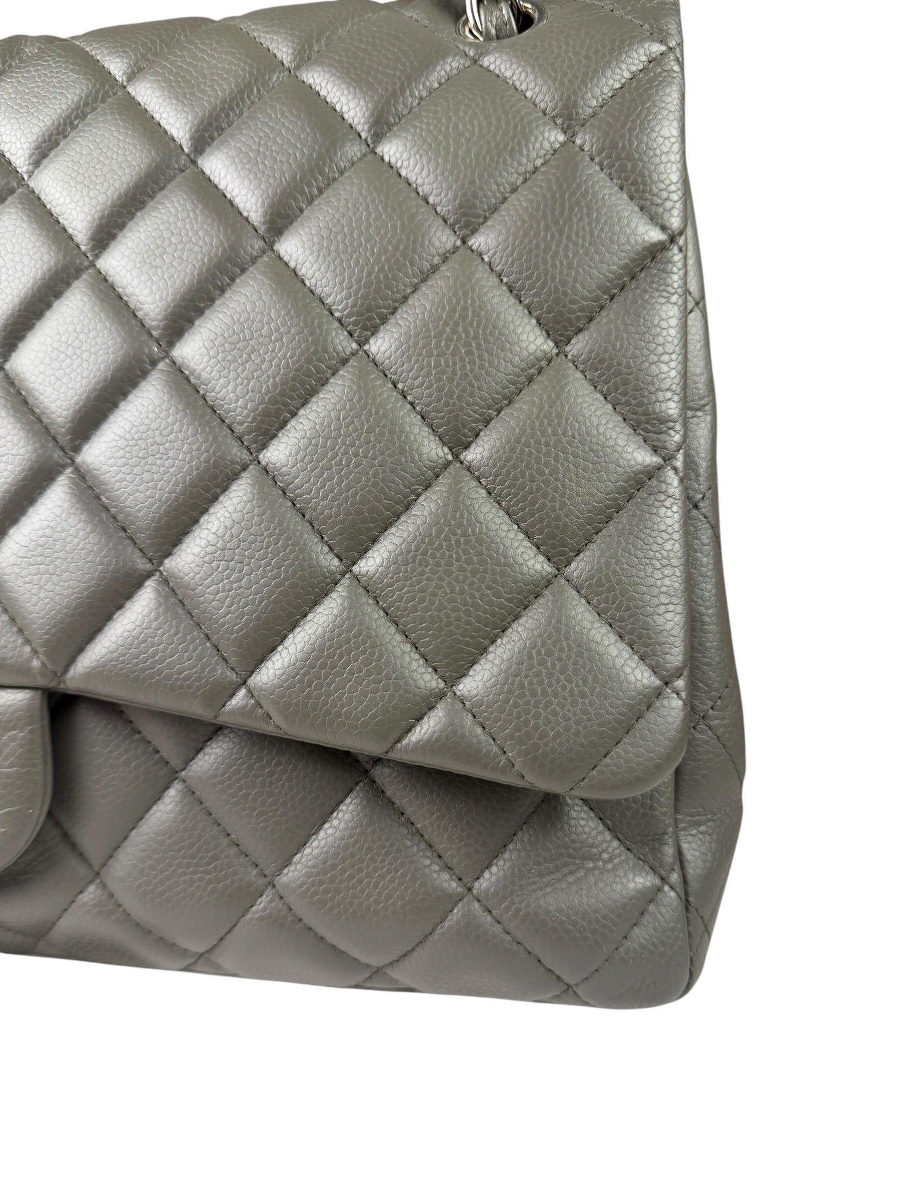 Chanel Grey Hue Caviar Quilted Jumbo Flap Bag 2010